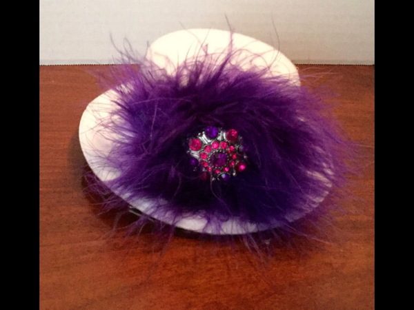 Mini Purple Feather Hat Hair Clip