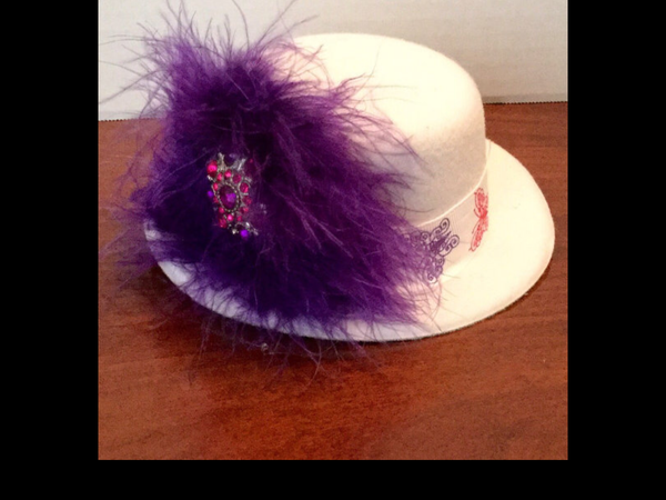 Mini Purple Feather Hat Hair Clip